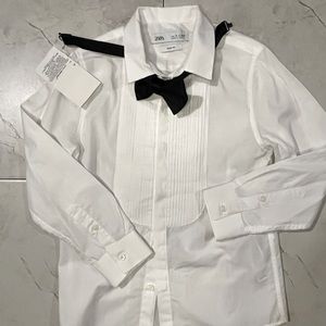 Zara Boys - Size 7 - Slim Fit - Tuxedo shirt with Bow tie